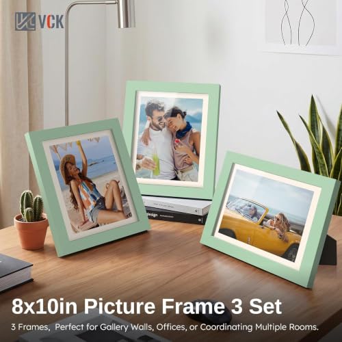 Image of VCK 8x10 Picture Frames 3 Pack, Green Wood Photo Frame, Wall Display