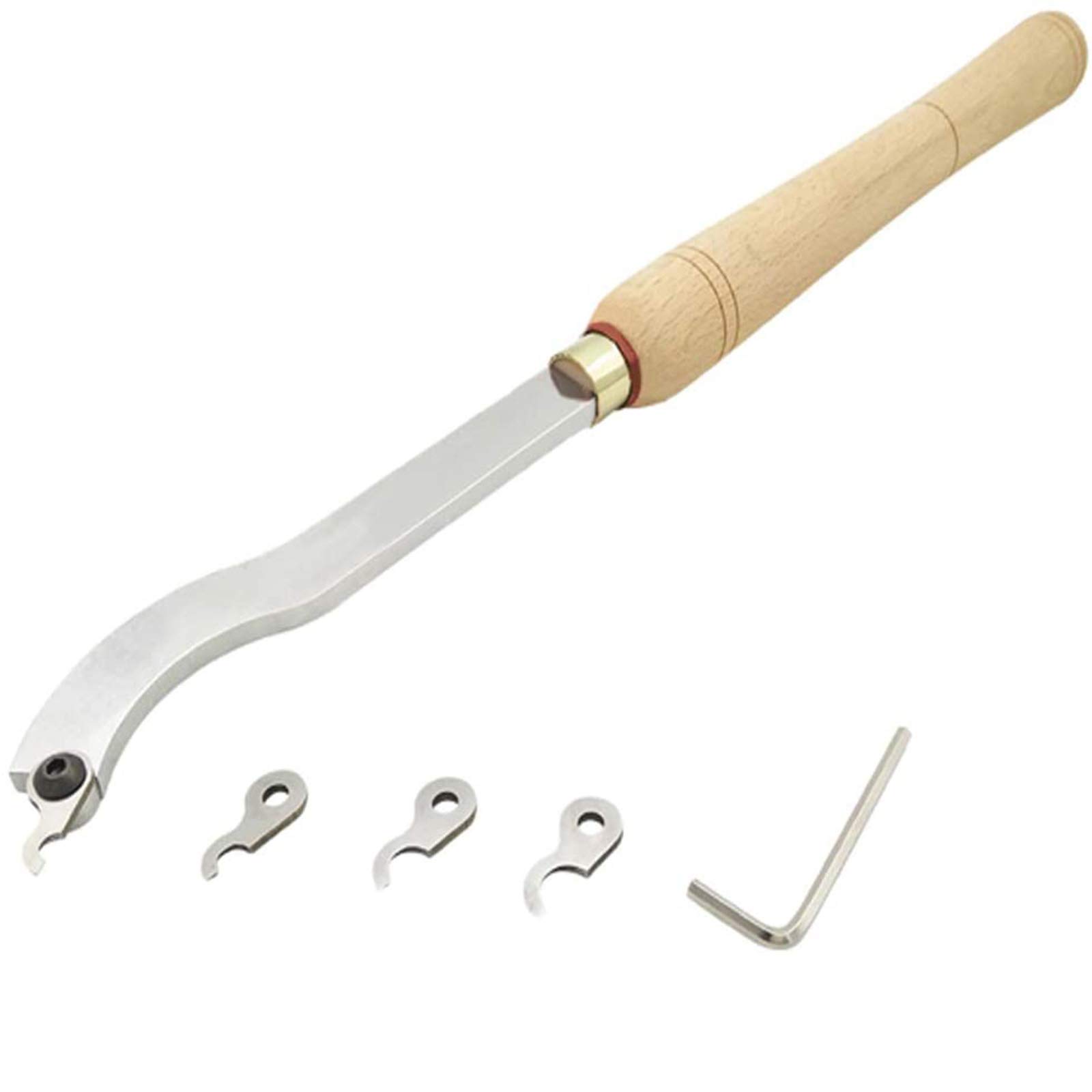 Attrezzo per troncatura con manico in legno per anelli, set di scalpelli per tornio per la lavorazione del legno con 3 tipi di estremità per realizzare braccialetti, anelli, anelli per tende e ruote