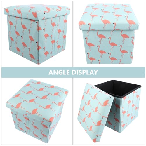 Tabouret de rangement pliable coffre jouets pouf enfant rose - 5