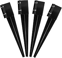 Vista 1 de Poste de anclaje de metal resistente con recubrimiento de polvo negro para postes de soporte para buzón o poste de valla de 4 x 4 pulgadas, diámetro