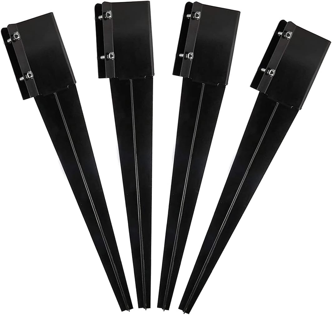 - Fence Post Anchor Metal Ground Spike Heavy Duty Black Coated Powder Fences Stakes Posts Support Base for 4"x4" Mailbox or Fence Post, 24"x4"x4" Outer Dia (3.5"x3.5" Inner Dia), Pack of 4