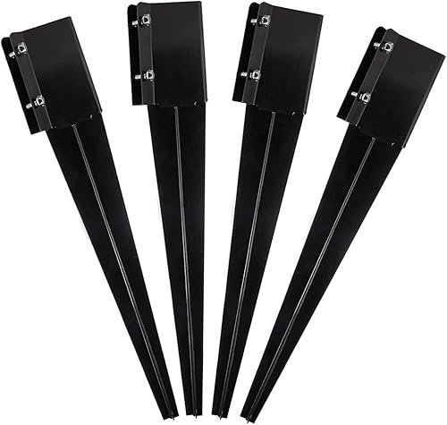 Poste de anclaje de metal resistente con recubrimiento de polvo negro para postes de soporte para buzón o poste de valla de 4 x 4 pulgadas, diámetro