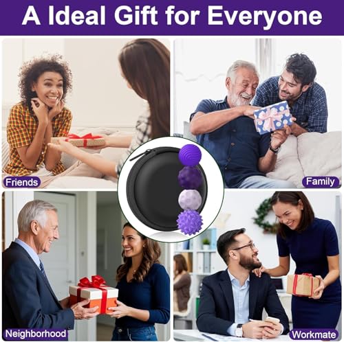 Image of iDream Silicone Magnetic Fidget Balls 4-Pack for Adults & Teens 14+ | Quiet Stress Relief Desk Fidget, Textured Sensory Balls for Focus, Anxiety Relief & Office Use (Purple)