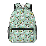 ANGYANG Sac à dos décontracté Cavalier King Charles Spaniel Junk Food Fries Donuts Cartable classique Sac d'école résistant à l'eau Sac à dos décontracté avec poches latérales