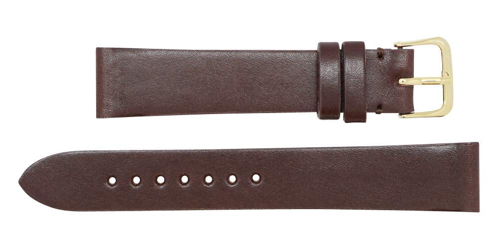 Real Leather Creations Genuine Leather Watch Band Leather Watch Strap with Hand-Painted Edges | Leather Watch Band with Interchangeable Gold And Silver Buckles & Complementary Spring Bars
