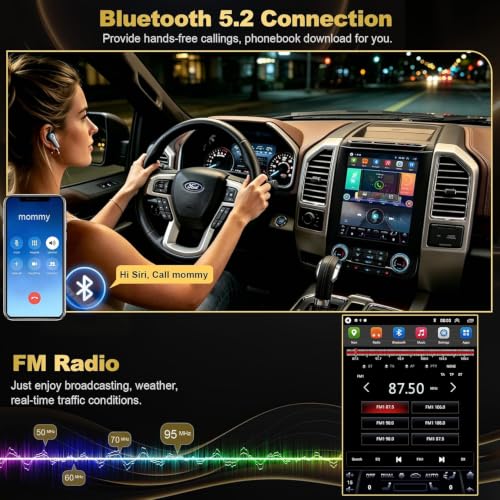 Image of 4G+64G Car Radio for Ford F150 2015 2016 2017 2018 2019 2020 8-core, 12.1 Inch IPS Touch Screen Car Stereo with Wireless Carplay /Android Auto,GPS, WiFi, Bluetooth, FM, DVR, Android 14
