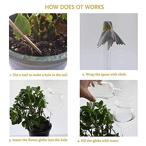 Eoeo Self Watering Aqua Globes Hand-Blown Mini Glass Automatic Plant Waterer Bulbs Flower Decorative Design,Set Of 2Pcs #TOP2