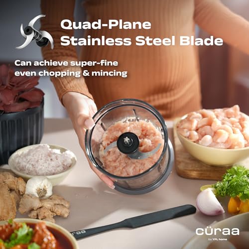 Image of CURAA ChopLab Pro Electric Vegetable Chopper & Meat Mincer | 300W Pure Copper Motor | 900ml Food-Grade Bowl | Onion Garlic Herb Cutter | By Chef Sanjyot Keer | 2 Yr Warranty