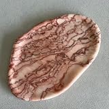 SAIDKOCC Natural Marble Cloud Tray Small Ornaments Handmade Ring Dish Key Tray for Counter, Vanity, Dresser, Nightstand (Red and White)