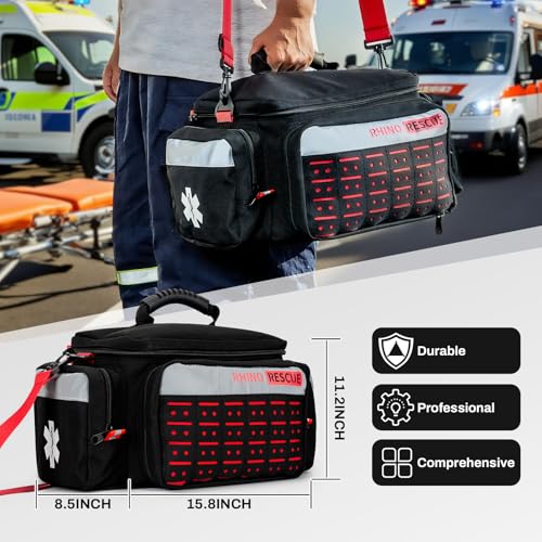 Image of RHINO RESCUE First Responder First Aid Kit Fully-Stocked EMT Bag(Black,20L)