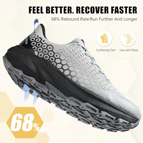 Image of Men's Wide Trail Running Shoes Comfortable Cushioned Hiking Walking Shoes with Arch Support Stability Non Slip Workout Cross Training Sneakers