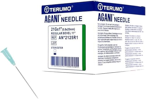 Terumo AGANI 100pcs/box [21G x 25mm] [MULTI SIZE] Dispensing Needle Syringe - Individual Sterile Package - Accessories for Industrial Science Lab Experiments - 18G 19G 21G 23G 25G