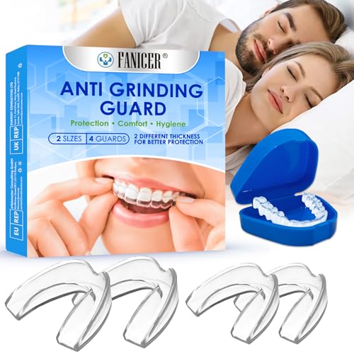 4 Piezas Ferula Descarga Bruxismo, ferula dental bruxismo para Roncar, Bucal para Dormir Ferula de Descarga, Bruxismo Dental Noche, Prevenir El Roncar, Apto Para Hombres Y Mujeres, Transparente
