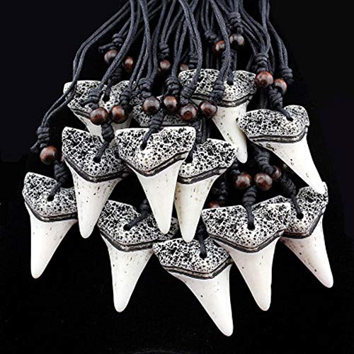 Scddboy Shark Tooth Resin Necklace For Mens Beach Surfer Adjustable Cord Necklace #TOP4