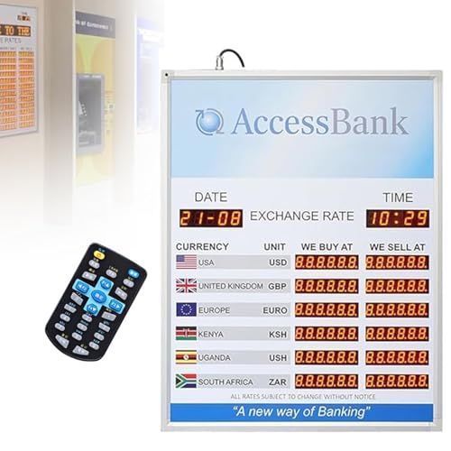 Image of LED Exchange Rate Display Clock, Led Timezone Exchange Rate Display Screen, Exchange Rates for 6 Countries /Regions