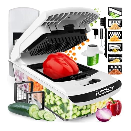 Fullstar Vegetable Chopper - Food Chopper - Onion Chopper - Vegetable Slicer & Spiralizer - Veggie Chopper with Container - Kitchen Gadgets - Home Essentials - Kitchen Accessories (All in 1, White)