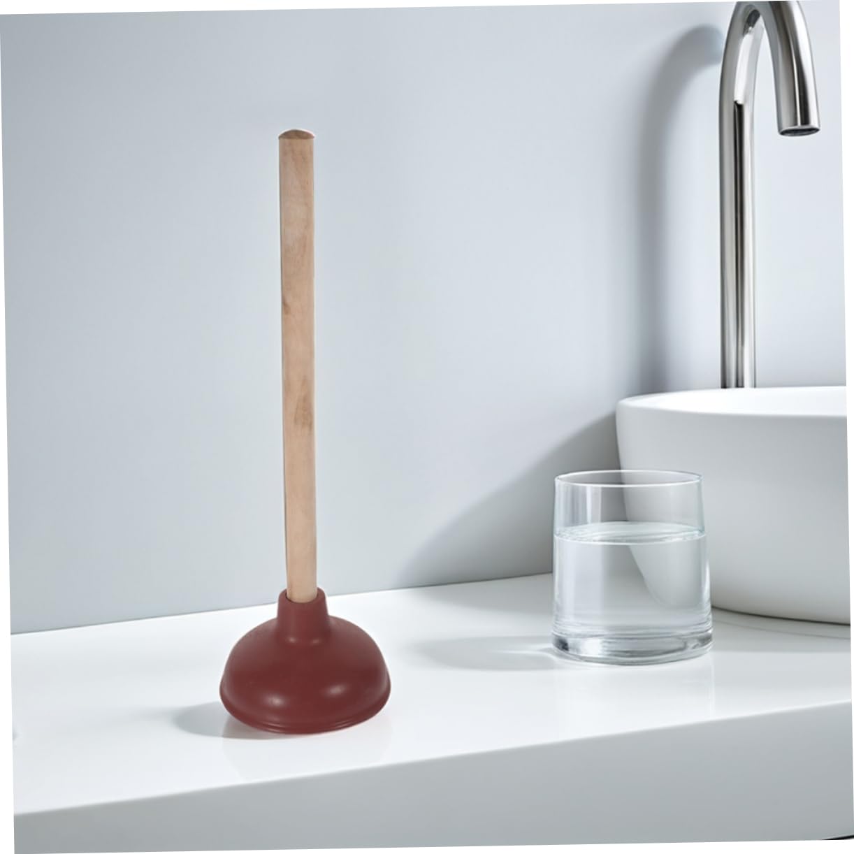 POPETPOP Sturalavandini per WC da Bagno, 4 Pezzi, Legno e Gomma | Rosso, Forte Aspirazione, Design Heavy Duty, per Wc e Scarichi, Uso Semplice