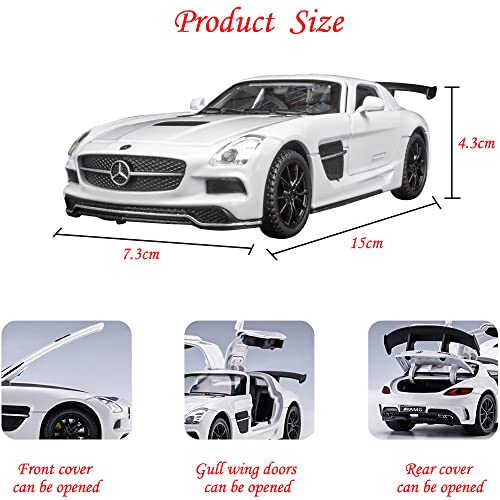 Ilooboo Alloy Collectible White Benz Sls Amg Toy Vehicle Pull Back Die-Cast Car Model With Lights And Sound #TOP1