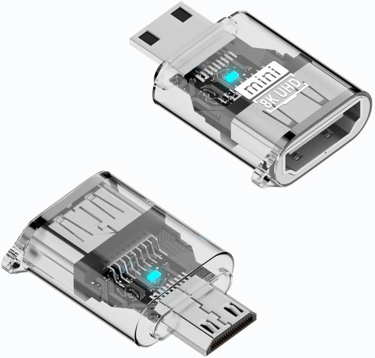 Mini HDMI to HDMI Adapter, Support 8K@60Hz, 4K@144Hz, Compatible with Raspberry Pi, Camera, Camcorder, DSLR, Tablet, Video Card,2-Pack