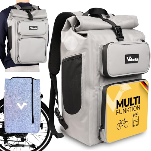 Valkental® 2in1 Fahrradtasche & Rucksack kombiniert [28L Volumen] wasserdichte Gepäckträgertasche mit abschließbarer Befestigung – Elegante Radtasche & stylischer Rucksack – Geprüfte Qualität