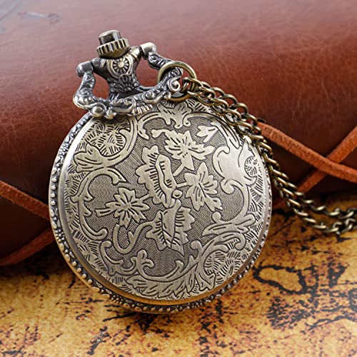 Image of Tiong Pocket Watch Hollow Tree of Life Design Roman Numerals Engraved Bible Verse Quartz Pocket Watch with Chain Custom Pocket Watch Birthday Gifts