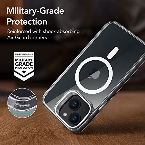 Image of ESR for iPhone 13 Case /iPhone 14 Case, Compatible with MagSafe, Built-in Stash Stand Clear Phone Case for iPhone 13 /iPhone 14, Military-Grade Protection Magnetic Phone Case, Classic Series, Clear