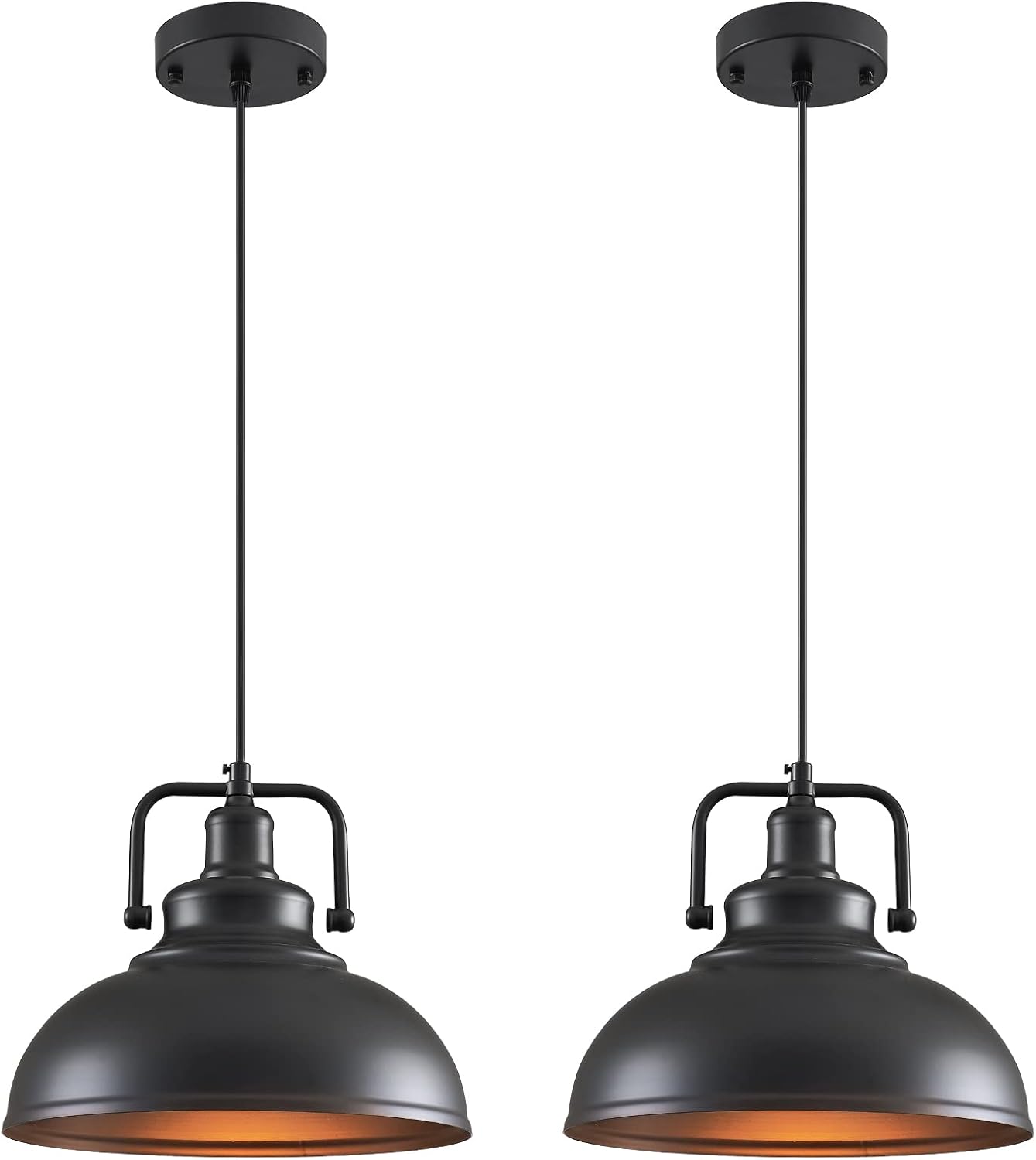 SESIMENT Black Pendant Lights Fixture 11 inches 2 Packs,Mental Pendant Lights Kitchen Island,Farmhouse Lighting Fixtures,Island Lights for Kitchen,Barn,Dining Room,Bedroom,Hallway Black 2 Packs