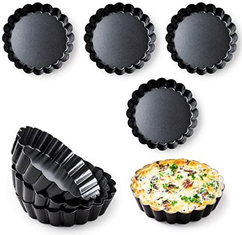 FIDZ-PAN 8 PCS 4 Inch Mini Tart Pans Removable Bottom | Carbon Steel Quiche Pan, Rust & Temperature Resistant Nonstick, Sturdy & Dishwasher Safe- Perfect for Baking Fruit Tarts Cakes Quiches & Dessert
