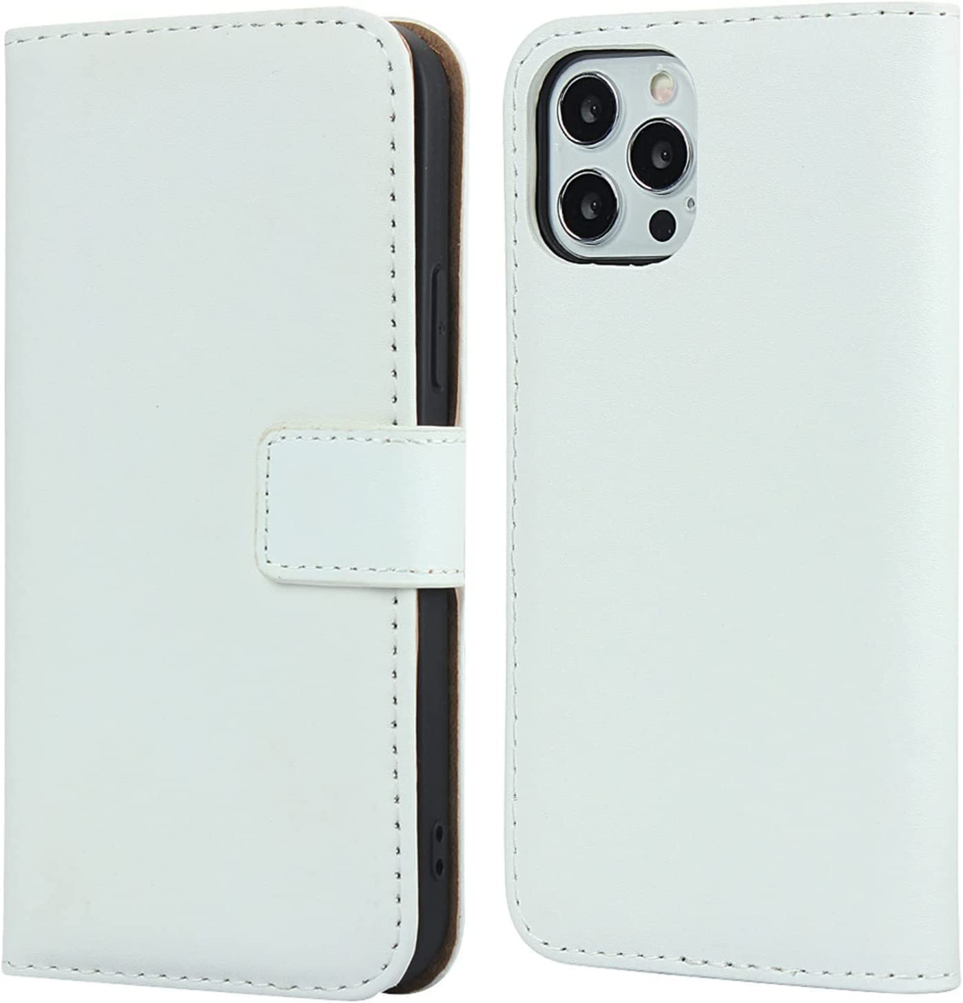 Étui portefeuille iPhone 13 Pro Max blanc avec béquille intégrée
