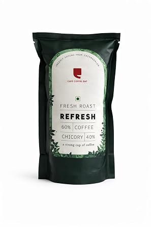 Cafe Coffee Day - Refresh 200 Gms | Filter 60% Coffee & 40% Chicory, Medium To Dark Roast | South Indian Filter | Freshly Roasted Ground - Bag