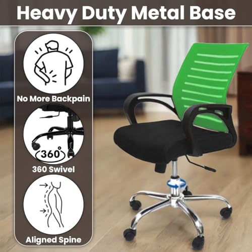 Image of Ngfc Office Chair for Home with Back Support Arm Rest 360 Degree Rotating Office Chair with Tilt Lock Mechanism High Comfort Seating Ergonomic Chair for Home & Office (1, Green)