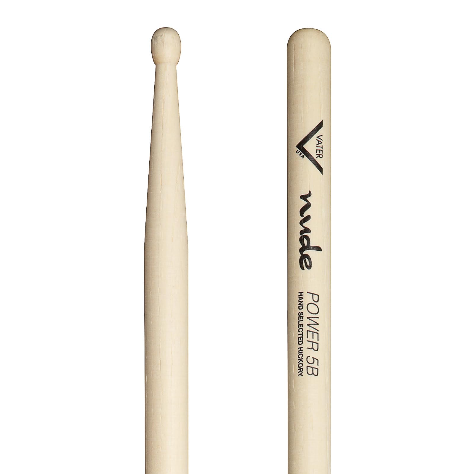 Vater Drumsticks VHNP5BW - Power 5B Nude Series - Barrel Wood Tip