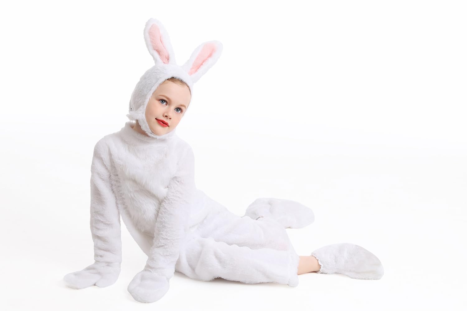 YUDATPG Kids Easter Bunny Costume White Rabbit Animal Plush Set Onesie for Child Christmas Halloween Cosplay Onepiece Costume (white - Image 4