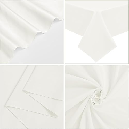 Miniatura 175 de Paquete de 10 manteles redondos de 120 pulgadas, mantel de poliéster blanco para mesa redonda, resistente a las manchas y a las arrugas, mantel