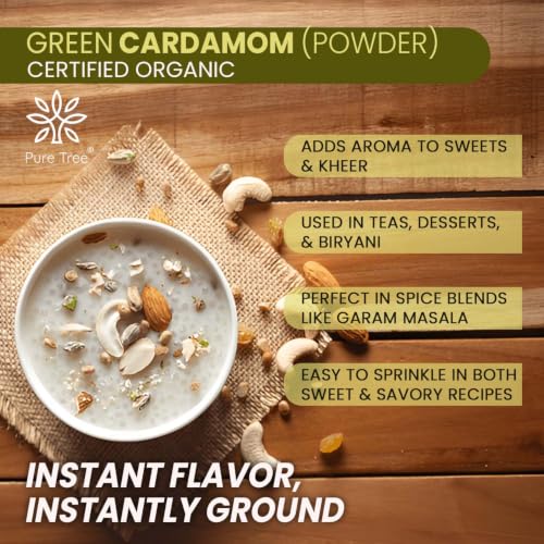 Image of Pure Tree Certified Organic Green Cardamom Powder | 100 g | Hari Elaichi Powder | Elaichi Powder