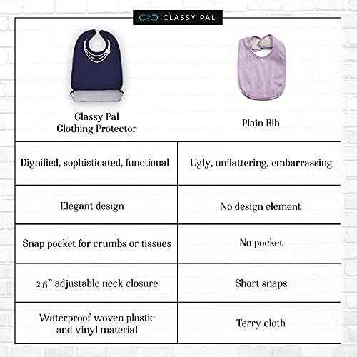 Classy Pal Adult Bibs For Women, Wipe ‘N Wear™ Clothing Protectors For Eating, Senior Adult Bib Crumb Catcher, Waterproof, Reusable, Washable (Pearl Necklace) #TOP4