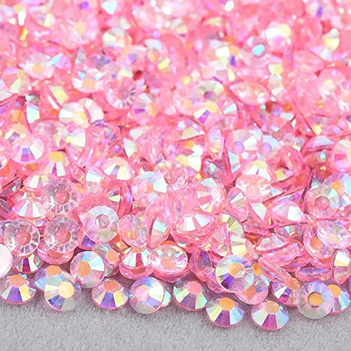 Niziky 5000 diamantes de imitación de resina de 4 mm con parte trasera plana, diamantes de imitación transparentes para manualidades, color rosa claro, diamantes de imitación de resina de gelatina