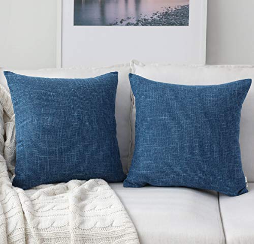 Kevin Textile Decorative Square Throw Pillow Covers Set Cushion Case For Sofa/Bedroom/Car, Set Of 2, 20X20 Inch, Navy Blue #TOP9