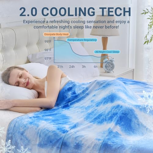 Image of Cooling Blanket for Hot Sleepers Queen Size 90 inchx90 inch, Summer Ice Cold Blanket Absorbs Heat to Keep Body Cool for Night Sweats, Lightweight Breathable Cold Blankets for Sleeping Bed & Sofa