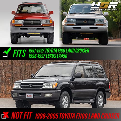 Usr Depo Fj80 Head Lights - Euro Style Front Headlight Set With Plug And Play Wiring Adapters (Left + Right) Compatible With 1991-1997 Toyota Land Cruiser 80 Fj82 (Glass Lens, With 4 Halogen Bulbs) #TOP2