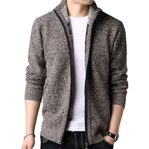 [foveitaa] カーディガン メンズ ジップアップ 大きい サイズ ゆったり セーター アウター ニット ジャケット 無地 カジュアル コート 厚手 裏起毛 暖かい 防寒 ニット ウール かっこいい 秋冬服coffee-XLのサムネイル