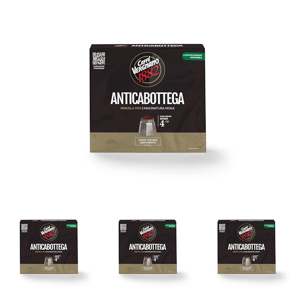 Caffè Vergnano 1882 - Anticabottega - Caffè Macinato moka - 2 x 250g (totale 500g) (Confezione da 4)