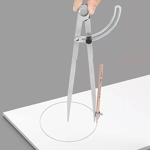 Miniatura 2 de Brújula de 12 pulgadas para geometría, brújula para carpintería, brújula de carpintería de precisión con divisor de ala y soporte para lápices,