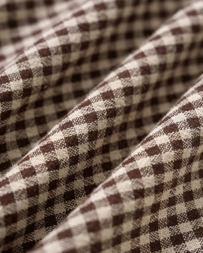 Image of RIHOAS Women's Plaid Gingham Dress Summer Mini Dresses for Women 2026 Brown | Cute,Boat Neck,Bow(non-adjustable),A line,Vintage,Sleeveless,Spring Fall,Casual Daily,Picnic,Travel,Vacation,Christmas