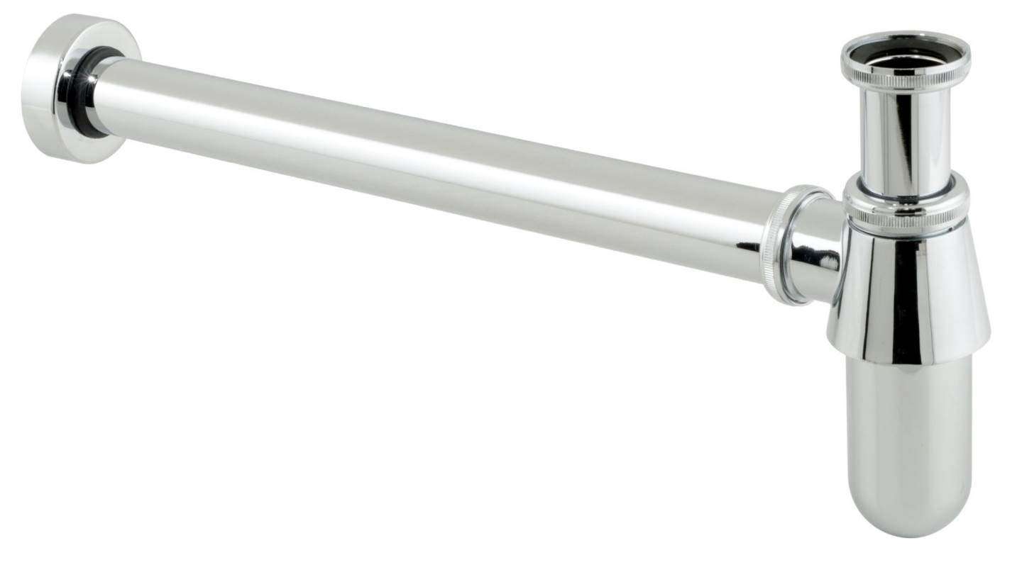 Enki Chrome W21, Round Wash Basin Bottle Trap Waste, Modern Design, Solid Brass, Easy Clean & Easy To Install, Standard Uk Fitting