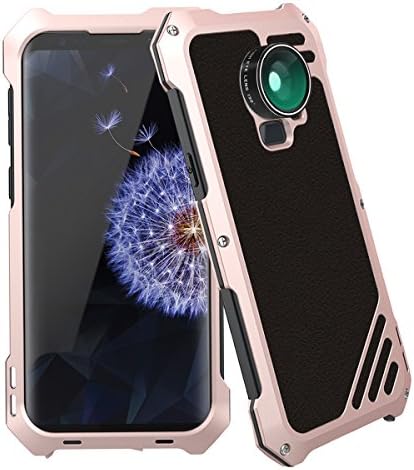 Galaxy S9 Plus Lens Kit Case, SHEROX - 3 in 1 198° Fisheye Lens + 15X Macro Lens + Wide Angle Lens with IP54 Dustproof Shockproof Aluminum Case for Samsung Galaxy S9+ Plus (Rose)