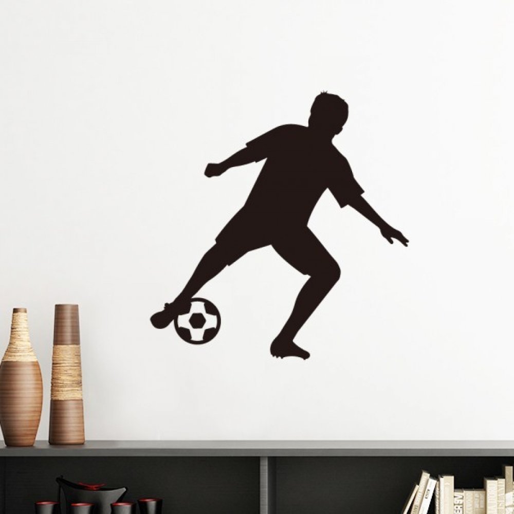 Silhouette de football sticker mural amovible noir 50cm papier peint chambre