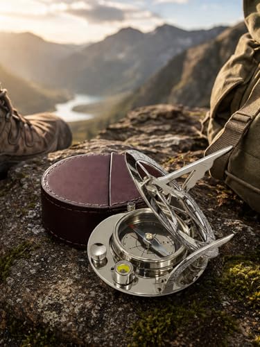 Compás Sundial Nikle 4.5" con Estuche de Cuero miniatura 3