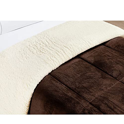 Coberdrom Everest Tecido Sherpa e Manta Solteiro Tabaco 01 Peça