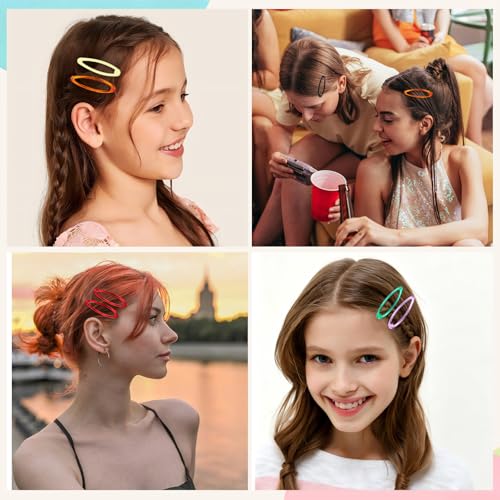 Pinzas para el cabello pequeñas ovaladas planas de metal multicolor para niñas miniatura 2